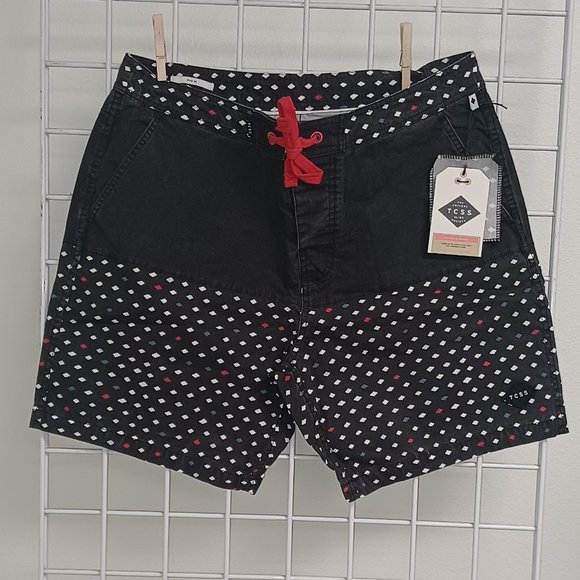 Critical Slide Society Men's Beach Shorts- Diamonds Panel Trunk - Phantom - Picture 1 of 4